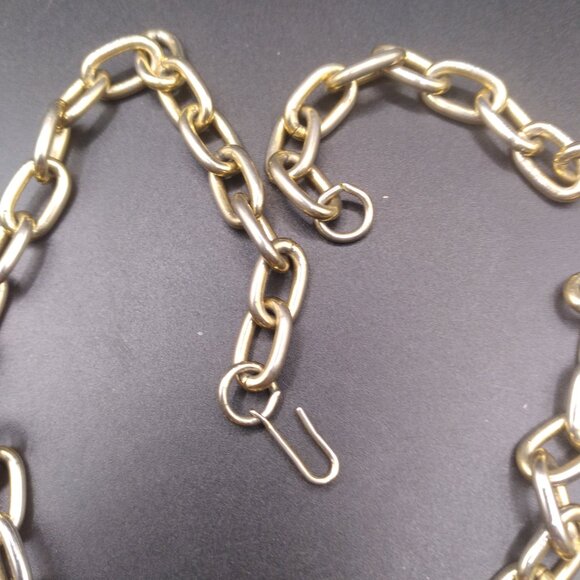 Vintage French Designer Edouard Rambaud Gold Gilt Glass Cabochons Necklace - Picture 3 of 9